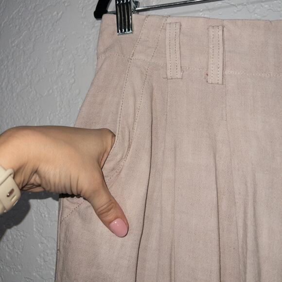 Free People Neutral Beige‎ Calla Pleated Trousers Size 10 - Picture 4 of 9